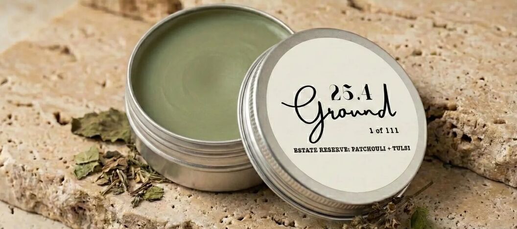 25.4 GROUND | Estate Reserve Balm | Patchouli + Holy Basil | Batch Limit: 111 Tins